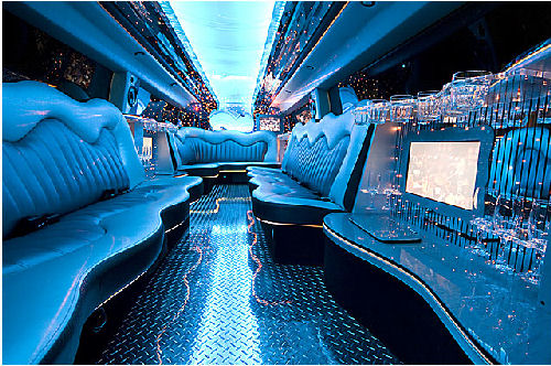 Chauffeur stretched black Hummer H2 limousine hire interior  in Glasgow, Edinburgh, Aberdeen, Dundee, Scotland