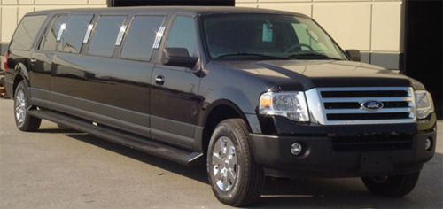 Chauffeur stretched black Jeep Expedition limousine hire in UK