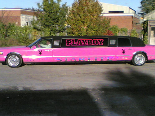 Chauffeur stretched pink Playboy limousine in Newcastle, Sunderland, Middlesbrough, Durham, Darlington, North East.