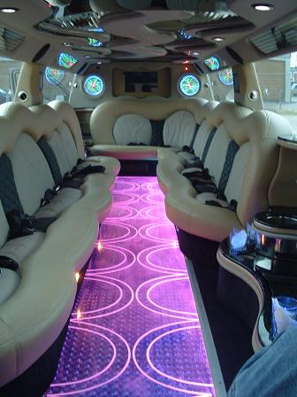Chauffeur stretched Range Rover limousine hire interior in UK