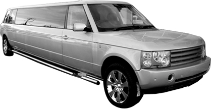 Chauffeur stretch silver Range Rover Vogue limo hire in Birmingham, Coventry, Dudley, Wolverhampton, Telford, Worcester, Walsall
