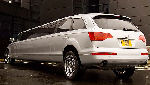 Chauffeur stretched silver Audi Q7 limousine hire in Glasgow, Edinburgh, Scotland